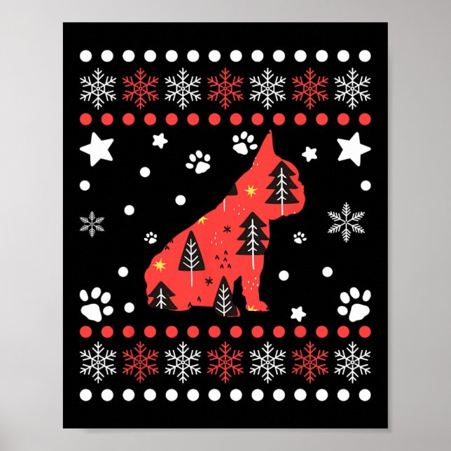 Poster Padrão de Cachorro de Natal Proprietário do Bulldo (Frente)