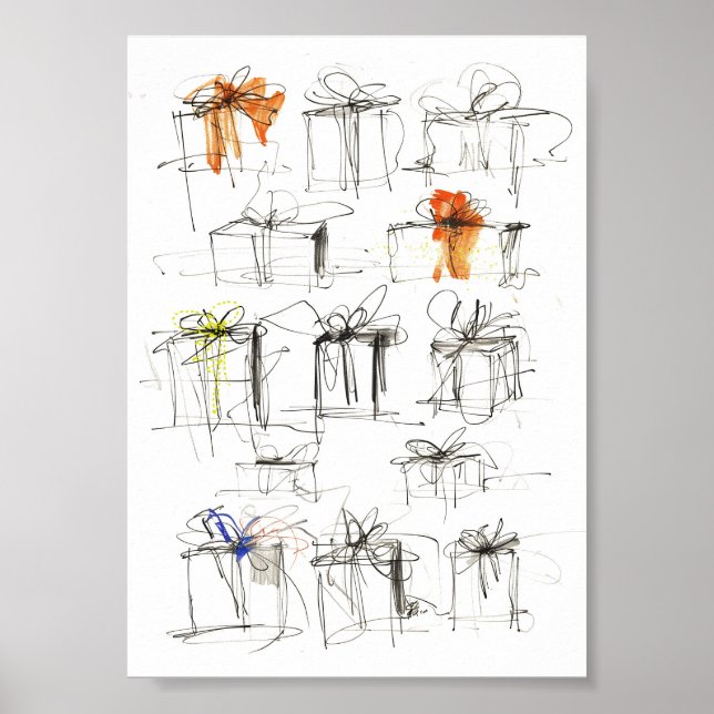 Poster Padrão de caixas de presente de abstrato (Frente)