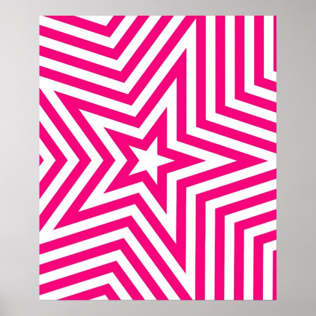 Póster Padrão de Caleidoscópio nas Estrelas Brancas e Ros (Frente)