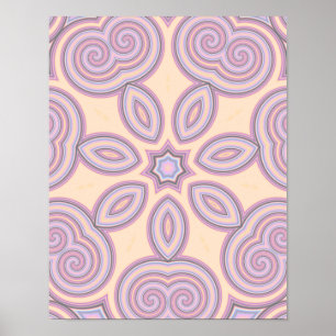 Poster Padrão de Caleidoscópio Pink e Púrpura Pastel