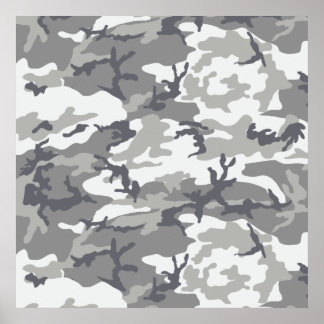 Poster Padrão de Camoflage Urbana em Cinza e Branco