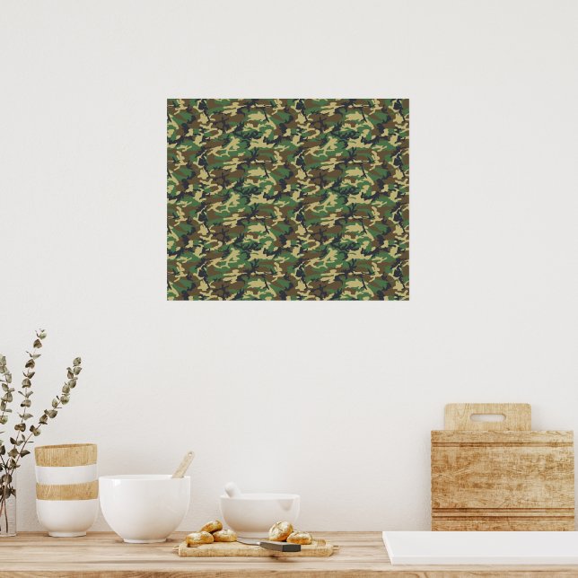 Poster Padrão de Camouflage, Padrão Militar, Camo, Exérci (Cozinha)