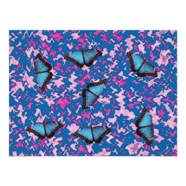 Póster Padrão de Camuflagem de Borboleta Escritório Paz D (Frente)