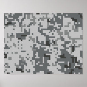Póster padrão de camuflagem pixel cinza urbano