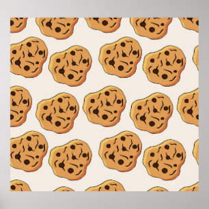 Poster Padrão de Cartoon de Cookies Desenhados à Mão