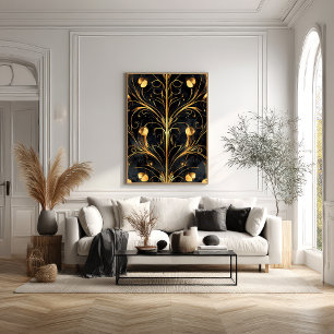 Poster Padrão De Cascata Floral Delicada