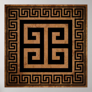 Poster Padrão de Chave Grega Design Preto