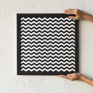 Poster Padrão de Chevron Branco e Preto