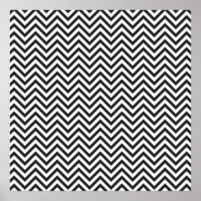 Póster Padrão de Chevron Preto (Frente)