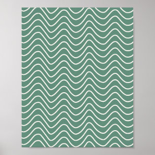 Poster Padrão de Chevron Verde Tropical Zigzag Mínimo