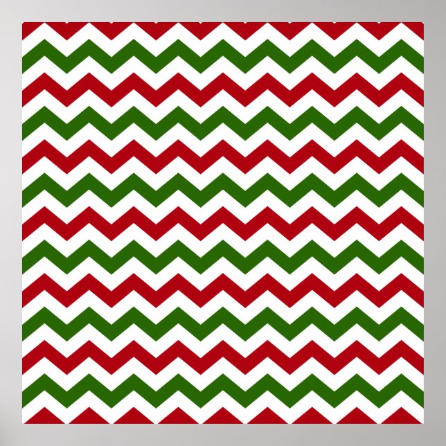 Poster Padrão de Chevron Vermelho e Verde Natal (Frente)