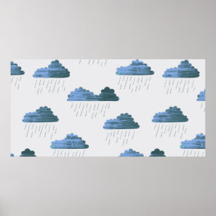 Poster Padrão de chuva. Ilustração de vintagem repetid