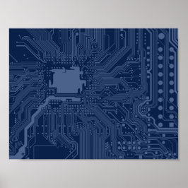 Póster Padrão de Circuito da Placa-Mãe Blue Geek