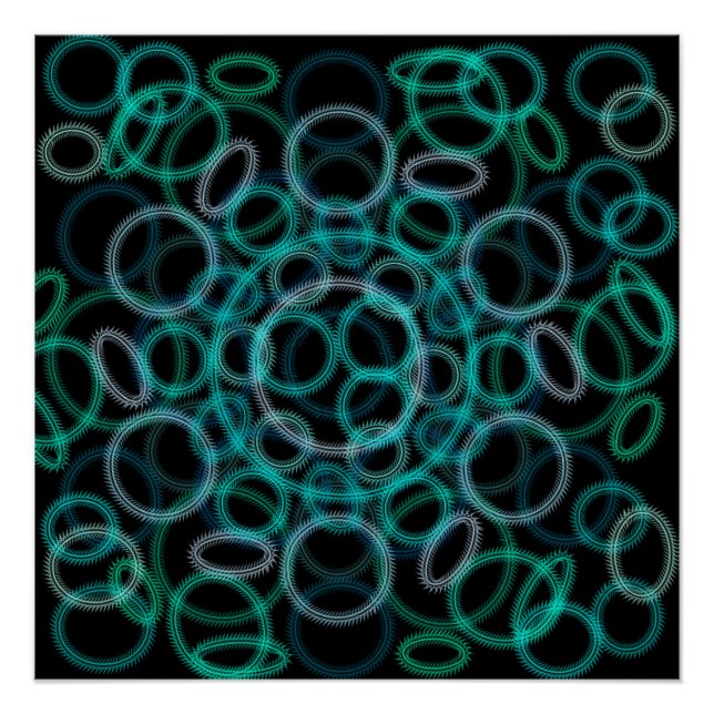 Póster Padrão de círculos pretos e verdes (Frente)