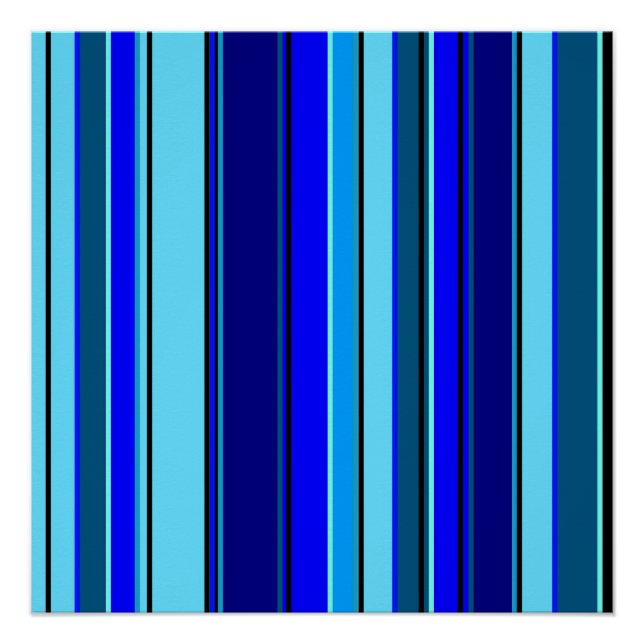 Póster Padrão de código de barras azul geométrico (Frente)
