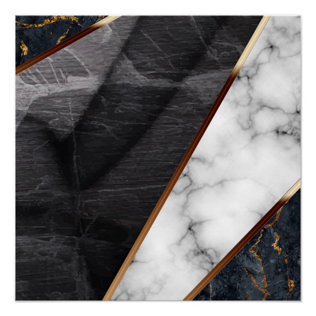 Póster Padrão de Colagem de Marble Elegante (Frente)