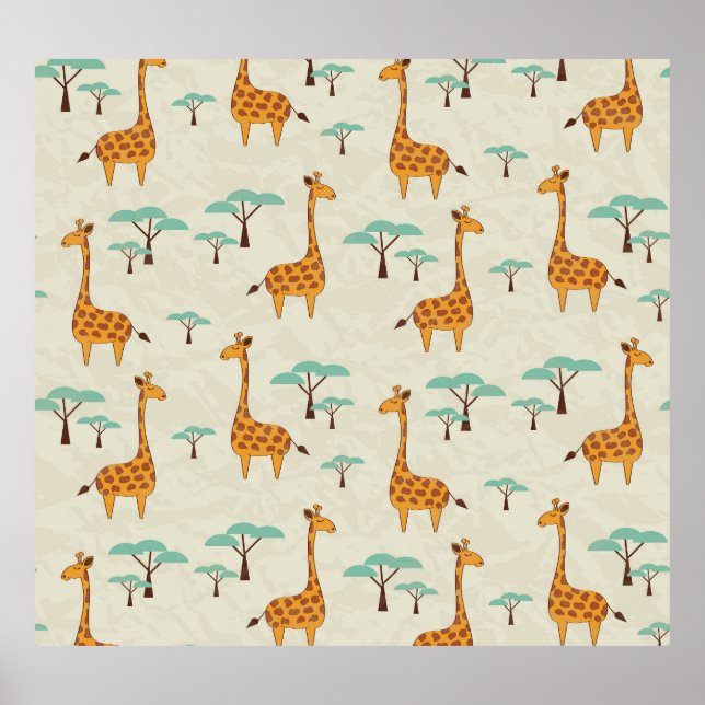 Poster Padrão de colheita da árvore Giraffe. (Frente)