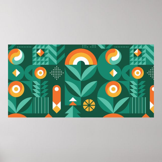 Poster padrão de colheita geométrica abstrato no escandin (Frente)