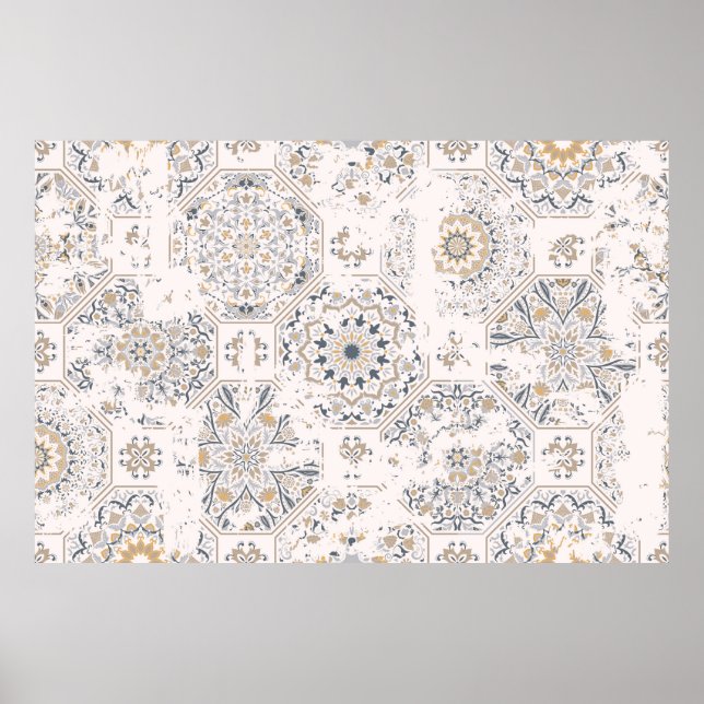 Poster Padrão de colheita sem costura com um efeito atrit (Frente)