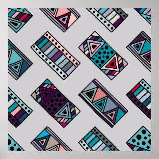 Poster Padrão de colheita sem costura. fundo geométrico w