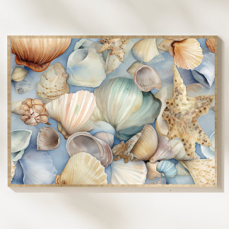 Poster Padrão de Conchas de Aquarela