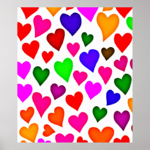 Poster Padrão de Coração Multicolorido Vibrante