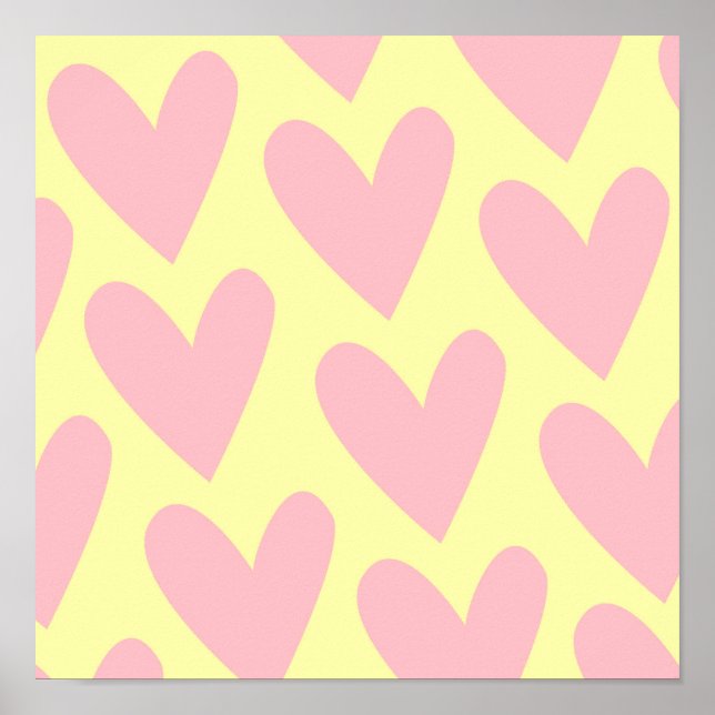 Poster Padrão de Coração Simples, Cor-de-Rosa Amarelo, Y2 (Frente)