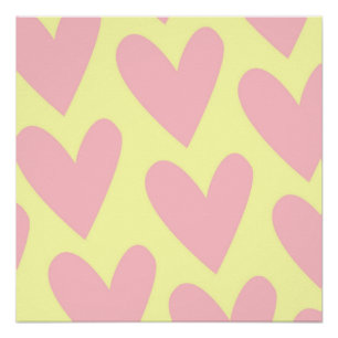 Póster Padrão de Coração Simples, Cor-de-Rosa Amarelo, Y2