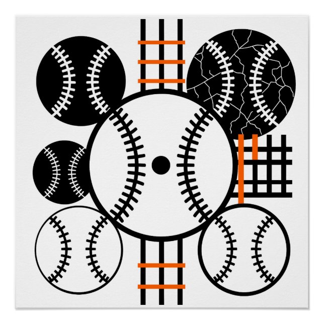 Póster Padrão de cores laranja, preto e branco do Modern  (Frente)