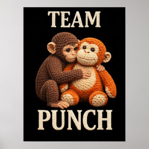 Poster Padrão de Crochê do Soco de Macaco Bebê Fofo Amigu