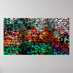 Poster Padrão de crocodilo e leopardo com abstrações colo