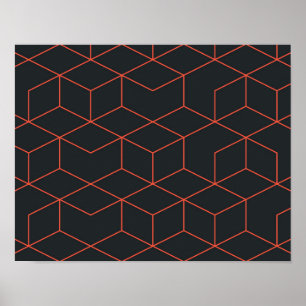 Poster Padrão de cubo vibrante, retrô, simples, legal e