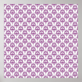 Póster Padrão de Damasco Roxo Elegante