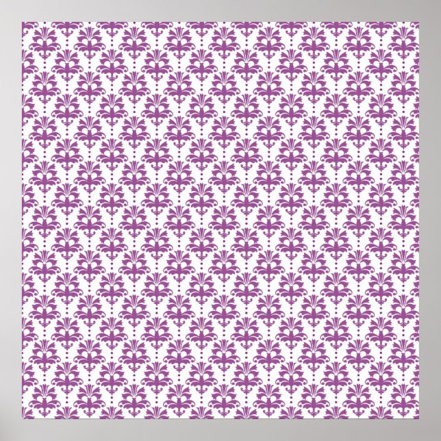 Póster Padrão de Damasco Roxo Elegante (Frente)