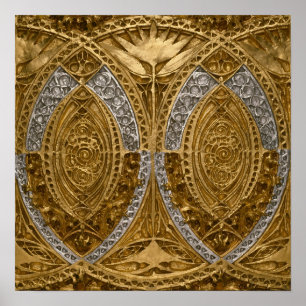 Poster Padrão De Deco De Arte De Prata E Dourada
