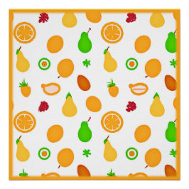 Póster Padrão de Design de Frutas Exóticas