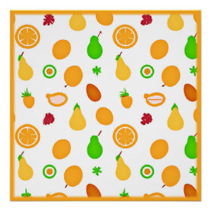 Póster Padrão de Design de Frutas Exóticas