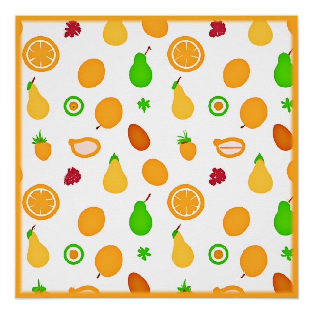 Póster Padrão de Design de Frutas Exóticas (Frente)
