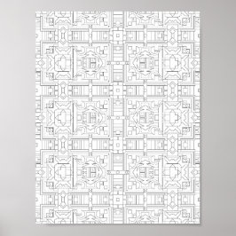 Poster Padrão de Design de Página para Colorir com Grade 