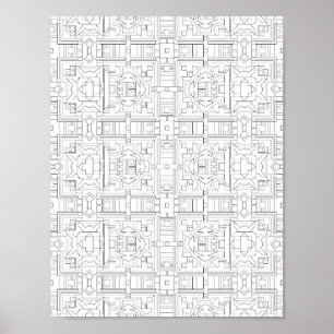 Poster Padrão de Design de Página para Colorir com Grade 