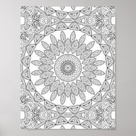 Poster Padrão de Design de Página para Colorir Mosaico de