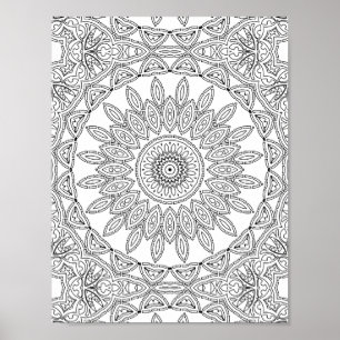 Poster Padrão de Design de Página para Colorir Mosaico de