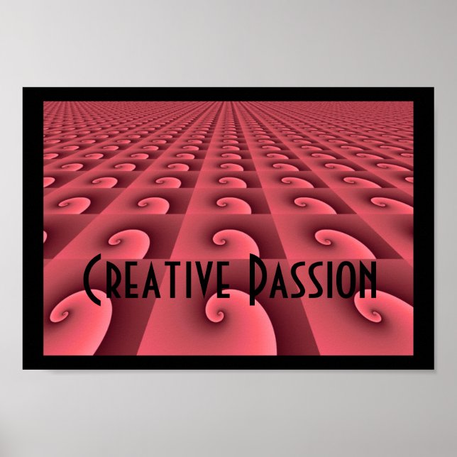 Póster Padrão de Design Rosa Profunda - Paixão Criativa (Frente)
