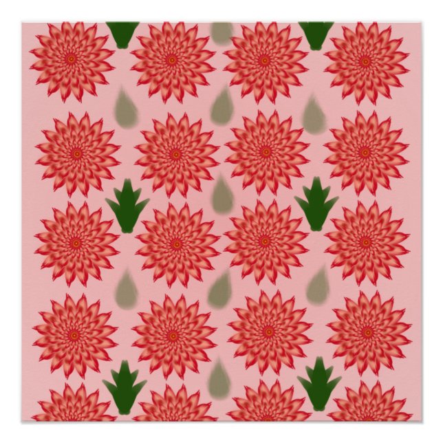 Póster Padrão de Dia das Mulheres com Flores da Primavera (Frente)