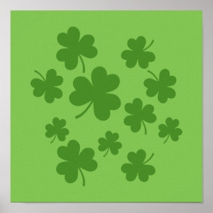 Poster Padrão de Dia de São Patrício Shamrock Clover