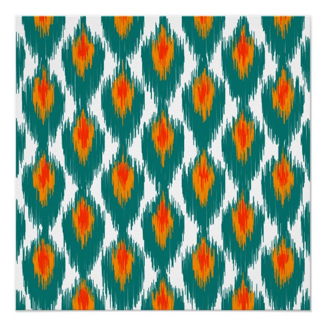Póster Padrão de Diamante Ikat Tribal de Abstrato de Lara (Frente)