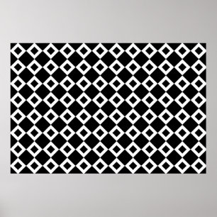 Poster Padrão de diamante preto e branco