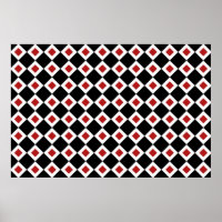 Padrão de Diamante Vermelho, Preto, Branco