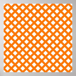 Poster Padrão de Diamante Xadrez Laranja Branco