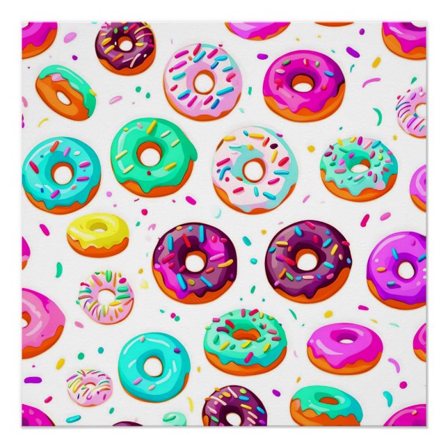 Póster Padrão de donuts de creme delicioso (Frente)